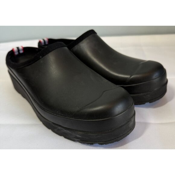 HUNTER Womens Original Play Clog 9 Black Slip On Rubber Rain Shoes Casual - Picture 1 of 11